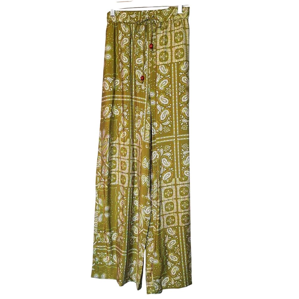 Rachel Roy Green Paisley Palazzo Pants Size XL